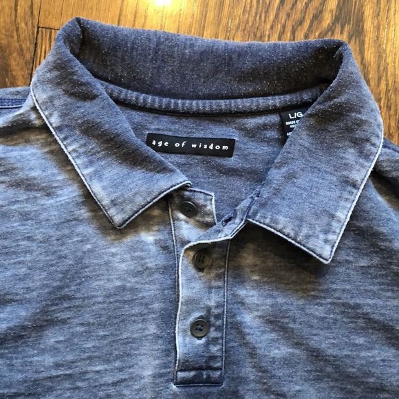 AGE OF WISDOM Mens Navy Blue Soft Short Sleeve Polo Shirt Size Large - Picture 2 of 5